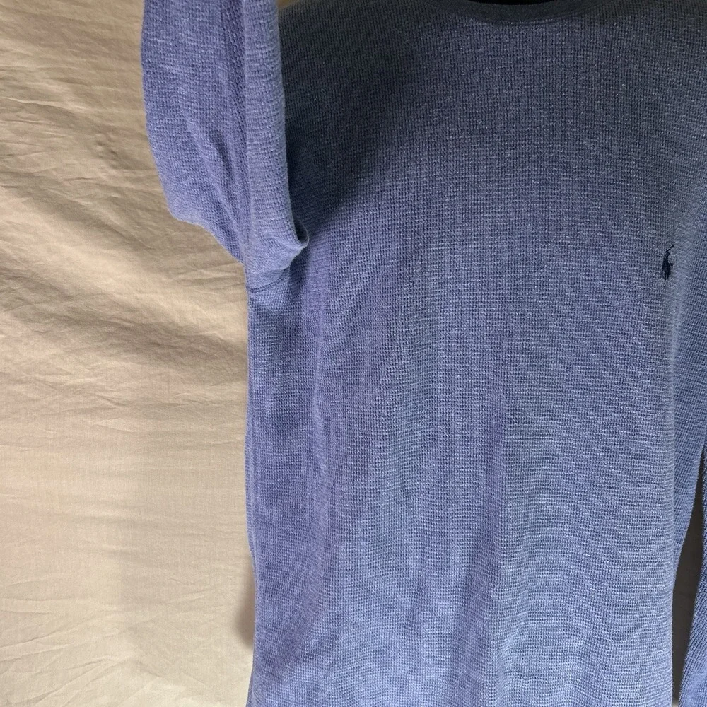 Polo Ralph Lauren Waffle Knit Thermal Shirt Men's Sz L Blue Cotton Pony Logo